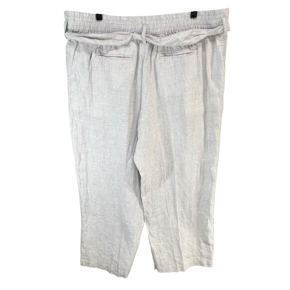 Women's Cropped Linen Pants - Light Gray - Picture 4 of 12